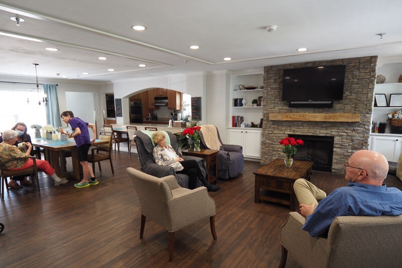 Residents enjoy the family room